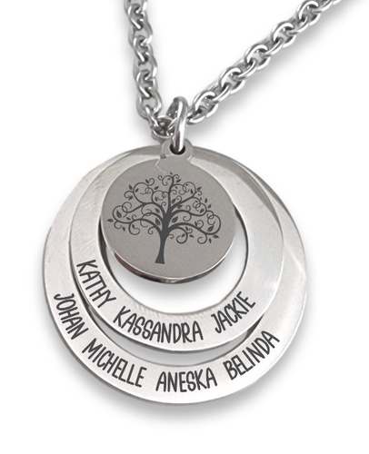 Personalized Layered Rings Pendant with Chain