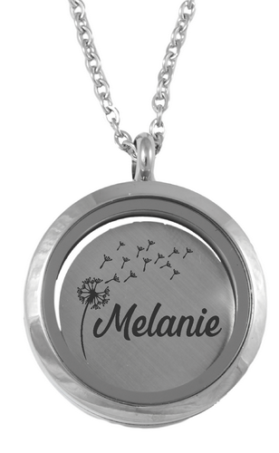 Locket & dandelion engraved name plate*Click to personalize*-Charmed Jewellery
