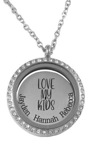 Locket & engraved kids name plate*Click to personalize*-Charmed Jewellery
