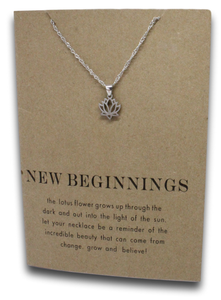 Lotus Pendant & Chain - Card 131-Charmed Jewellery