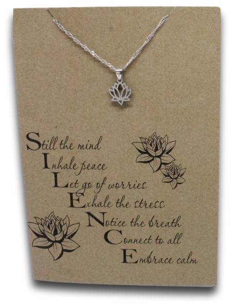 Lotus Pendant & Chain - Card 134-Charmed Jewellery