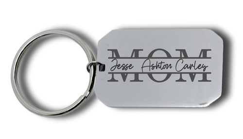 MOM Personalized Names Engraved Keyring
