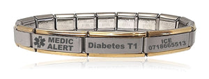 Medical Alert Charm Bracelet Matte & Gold (Click to personalize)