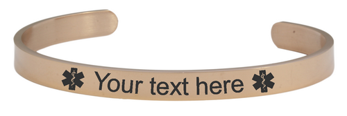 Medical Alert Custom Engraved 5mm Stainless Steel Rose Gold Bangle-Charmed Jewellery