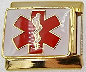 Medical Alert Gold Base 9mm Charm