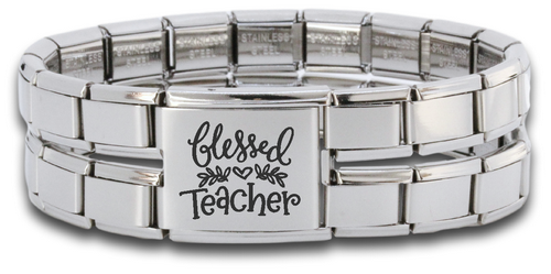 Megalink Engraved Teacher Italian Charm Bracelet 2-Charmed Jewellery