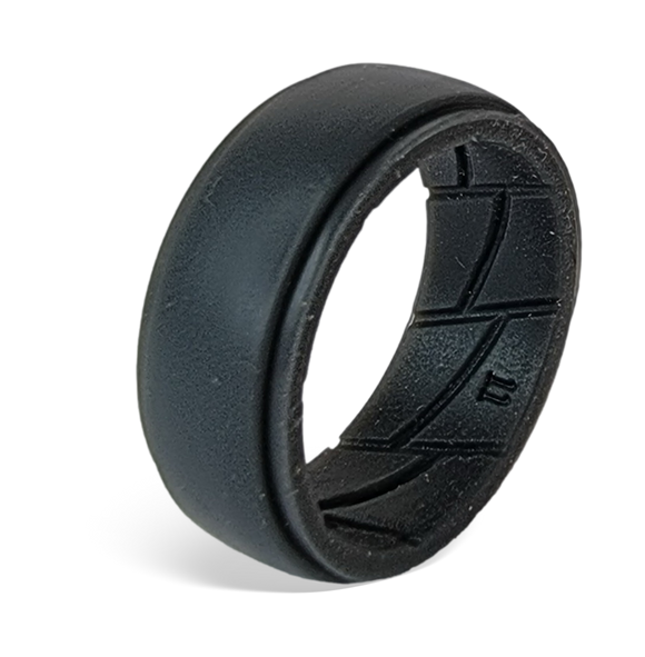 Men's Active Silicone Ring - Dark Grey Edged (Click to choose size)