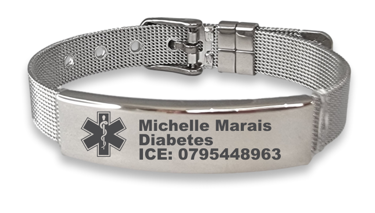 Medical Alert Engraved Mesh Bracelet