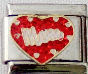 Mom White Hearts 9mm Charm-Charmed Jewellery