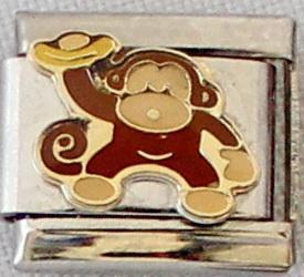 Monkey holding banana 9mm Charm-Charmed Jewellery