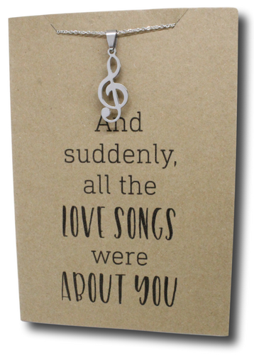 Music Note Pendant & Chain - Card 202-Charmed Jewellery