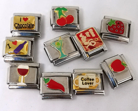 Old Stock 9mm Drinks & Food Charms - Pack of 10 Mixed Charms-Charmed Jewellery