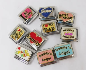 Old Stock 9mm Family Charms - Pack of 10 Mixed Charms-Charmed Jewellery