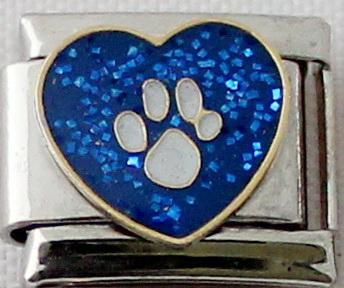 Paw on Blue Heart 9mm Charm-Charmed Jewellery