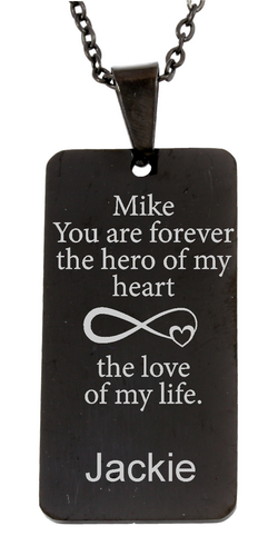 Personalized Black Dog Tag Pendant and Chain-Charmed Jewellery