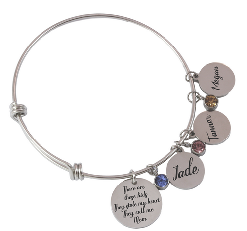 Personalized Charms on Adjustable Bangle