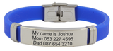 Personalized Engraved Blue Rubber Bracelet-Charmed Jewellery