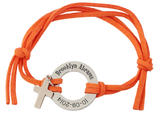 Personalized Engraved Orange Cord Bracelet with Cross Charm-Charmed Jewellery