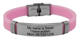 Personalized Engraved Pink Rubber Bracelet-Charmed Jewellery