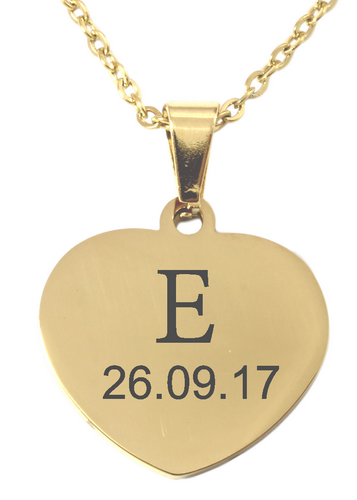 Personalized Gold Plated Heart Pendant and Chain-Charmed Jewellery