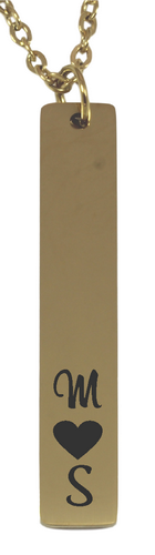 Personalized Gold Plated Vertical Bar Pendant & Chain-Charmed Jewellery