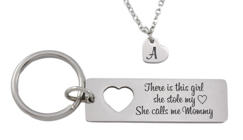 Personalized Heart Keyring & Necklace Set-Charmed Jewellery