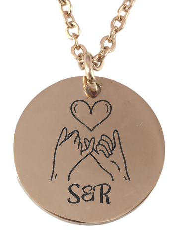Personalized Rose Gold Plated Round Pendant and Chain-Charmed Jewellery