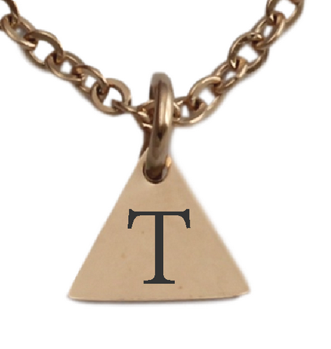 Personalized Rose Gold Plated Small Triangle Pendant & Chain-Charmed Jewellery