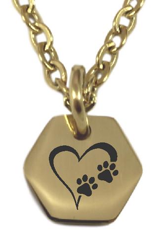 Personalized Small Gold Plated Hexagon Pendant & Chain-Charmed Jewellery