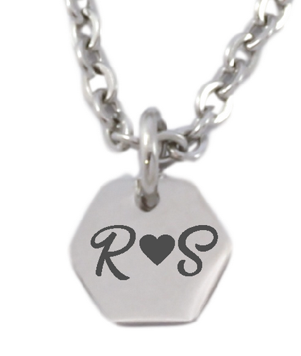 Personalized Small Hexagon Pendant and Chain-Charmed Jewellery