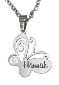 Personalized Stainless Steel Butterfly Pendant and Chain-Charmed Jewellery