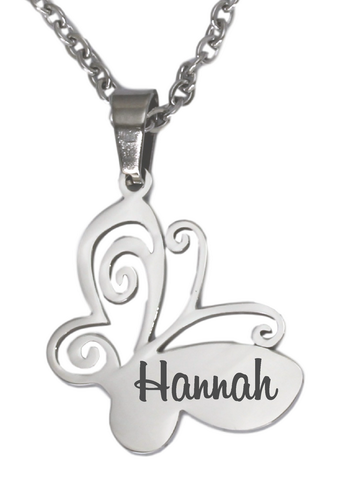 Personalized Stainless Steel Butterfly Pendant and Chain-Charmed Jewellery