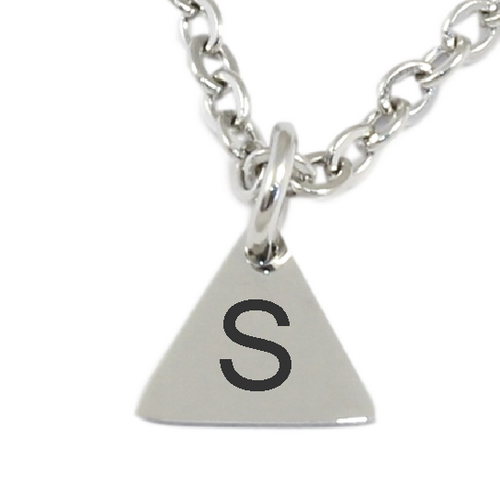 Personalized Stainless Steel Small Triangle Pendant & Chain-Charmed Jewellery