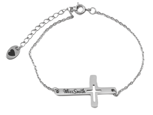 Personalized Teacher Cross Bracelet-Charmed Jewellery