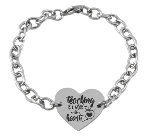 Personalized Teacher Heart Charm Bracelet-Charmed Jewellery
