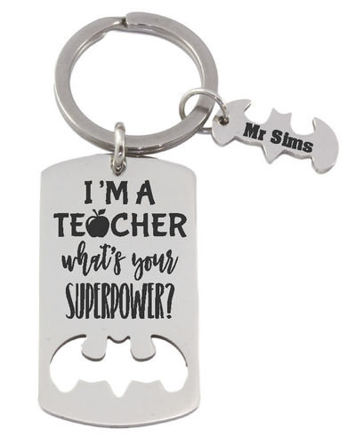 Personalized Teacher Superhero Keyring-Charmed Jewellery