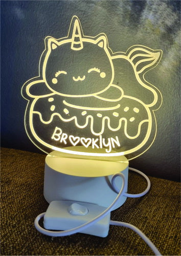 Personalized Unicorn Donut LED Night Light
