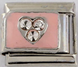 Pink 3 Stone Heart 9mm Charm-Charmed Jewellery
