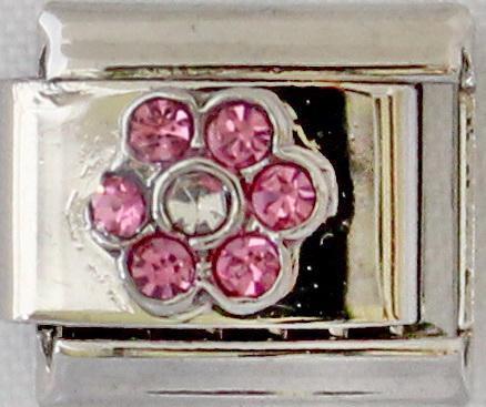 Pink CZ Flower 9mm Charm-Charmed Jewellery