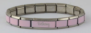 Pink Superlink Engraved Italian Charm Bracelet-Charmed Jewellery