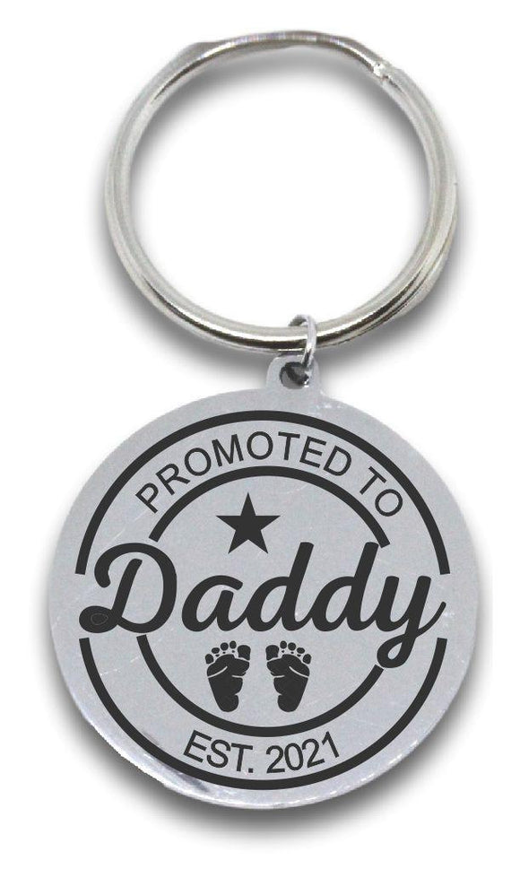 Promoted to Daddy Round Keyring