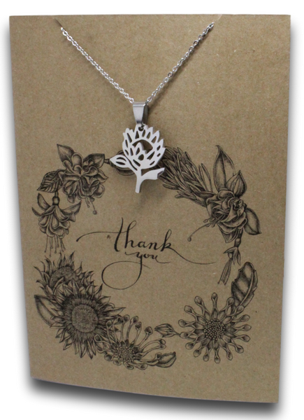 Protea Pendant & Chain - Card 183-Charmed Jewellery