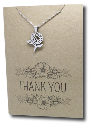 Protea Pendant & Chain - Card 221-Charmed Jewellery