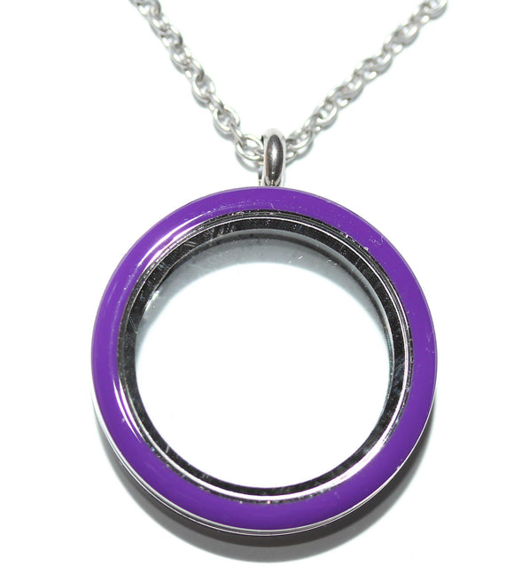 Purple Floating Locket Screw on Top-Charmed Jewellery