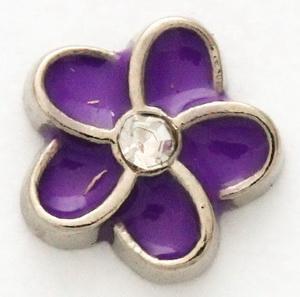 Purple Flower Locket Charm-Charmed Jewellery