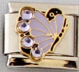 Purple butterfly with stones 9mm Charm-Charmed Jewellery