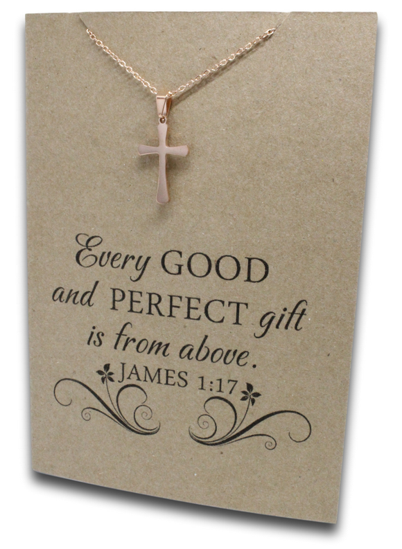 Rose Gold Cross Pendant & Chain - Card 68-Charmed Jewellery