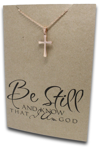 Rose Gold Cross Pendant & Chain - Card 69-Charmed Jewellery