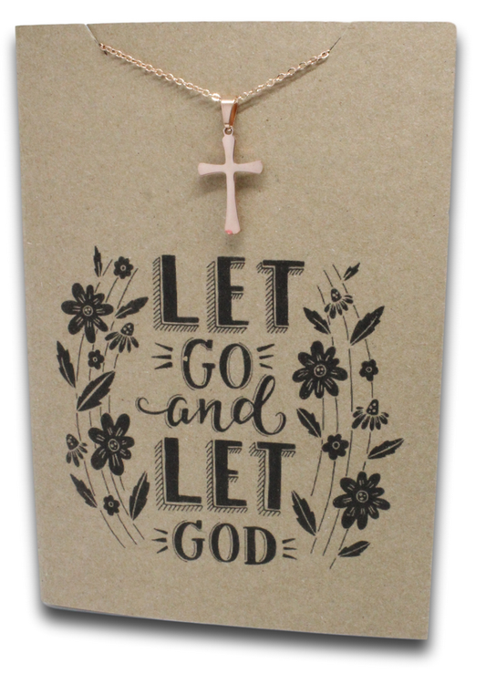 Rose Gold Cross Pendant & Chain - Card 70-Charmed Jewellery