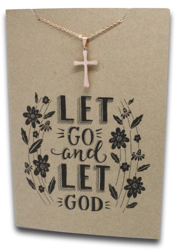 Rose Gold Cross Pendant & Chain - Card 70-Charmed Jewellery